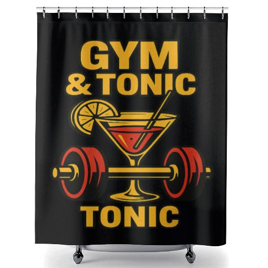 Gym & Tonic – Funny Fitness Cocktail Workout T-Shi Shower Curtains