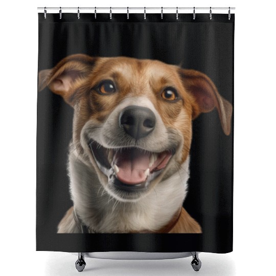 Joyful Jack Russell Dog Illustration Shower Curtains