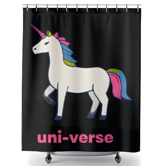 Colorful Cartoon Unicorn Illustration Shower Curtains