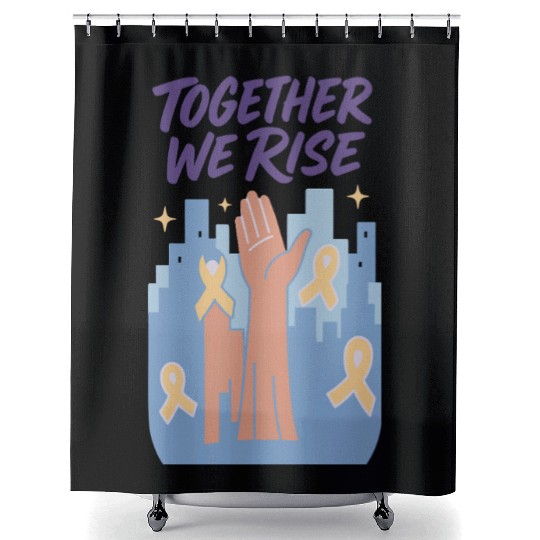 Together We Rise │ Childhood Cancer Awareness	 Shower Curtains