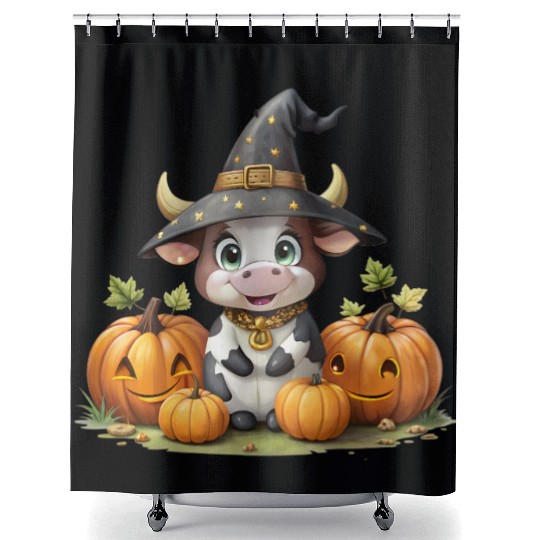 Cute Halloween Cow Shower Curtains