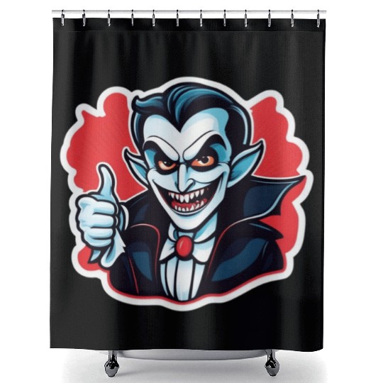 Vampire Villain Cartoon Illustration Shower Curtains