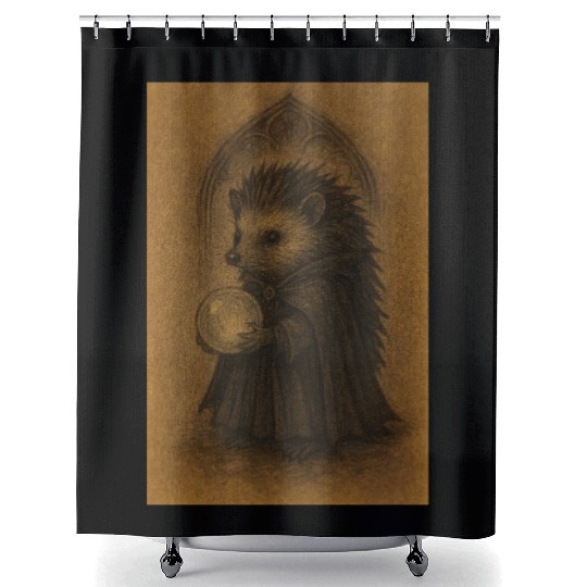 Hedgehog Wizard with Crystal Ball Shower Curtains