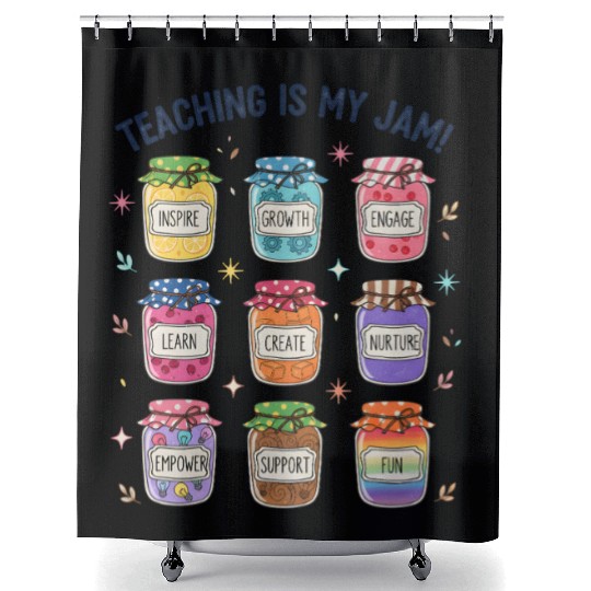 Teaching Is My Jam Cute Teacher Appreciation Shower Curtains