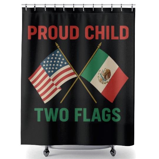 Proud Child Two Flags Design Shower Curtains