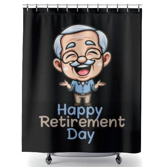 Joyful Retirement Celebration Illustration Shower Curtains