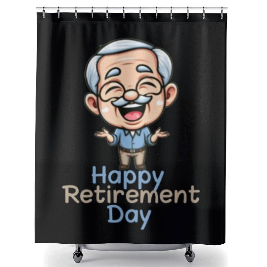 Joyful Retirement Celebration Illustration Shower Curtains