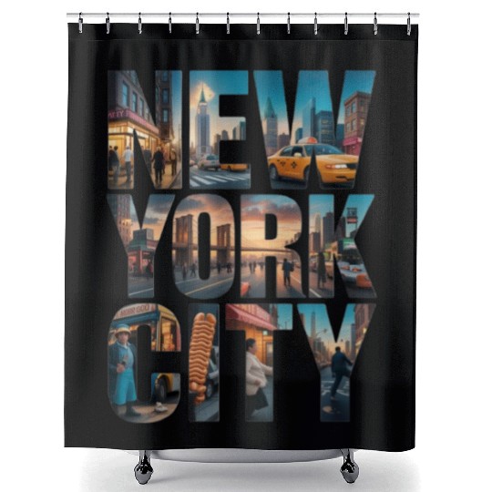 New York City Skyline Collage Shower Curtains
