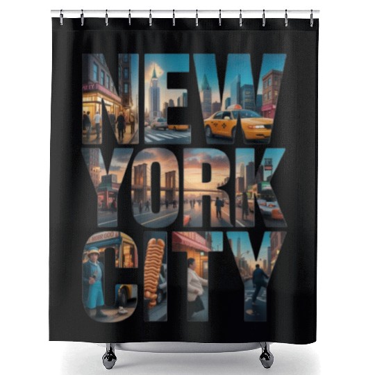 New York City Skyline Collage Shower Curtains