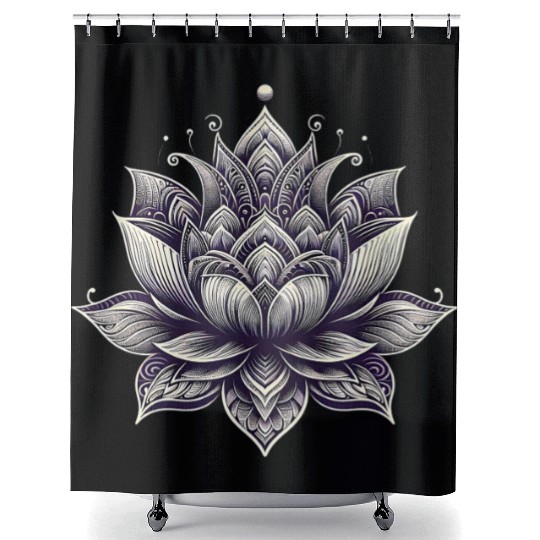 Intricate Lotus Mandala Design Shower Curtains