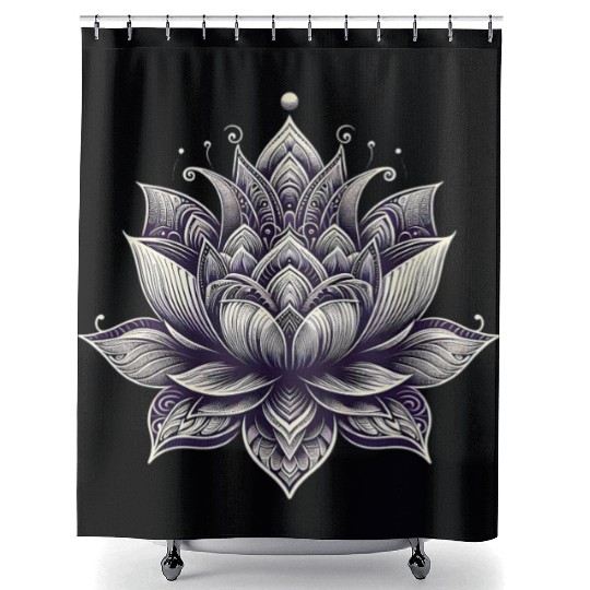 Intricate Lotus Mandala Design Shower Curtains