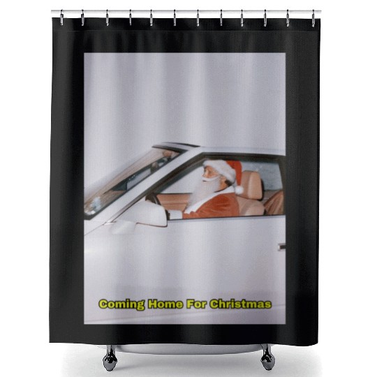 Santa's Joyful Ride Card Design Shower Curtains