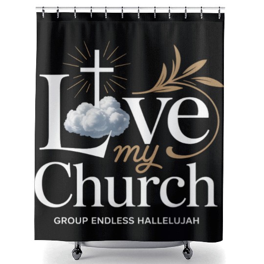 I Love My Church Cross Christian Streetwear Shower Curtains
