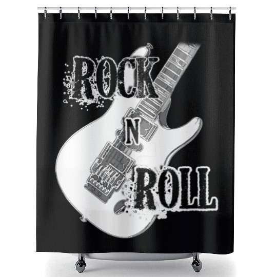 Rock and Roll Electric Guitar Design Shower Curtains