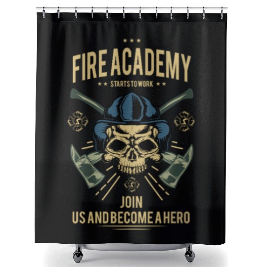 Fire Academy Skull Hero Design Shower Curtains