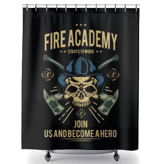 Fire Academy Skull Hero Design Shower Curtains