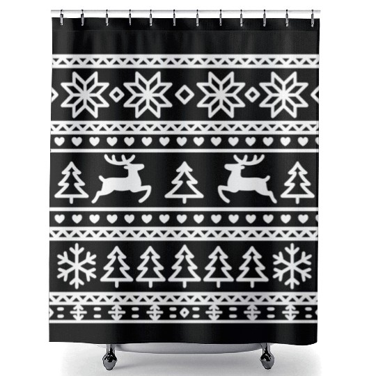 Festive Winter Wonderland Pattern Shower Curtains