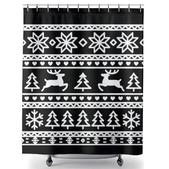 Festive Winter Wonderland Pattern Shower Curtains