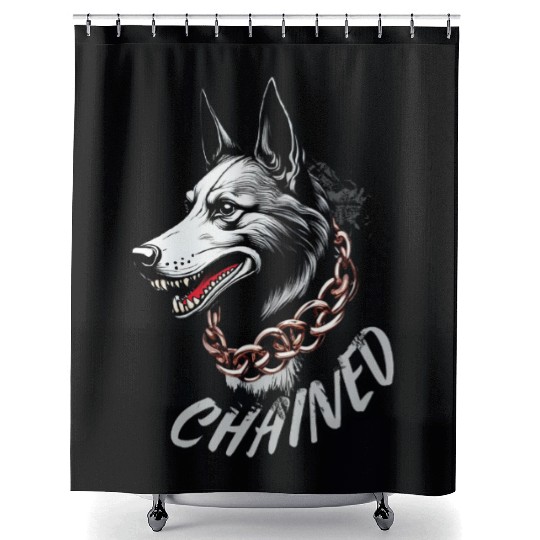 Aggressive Husky with Chain Necklace Design Shower Curtains