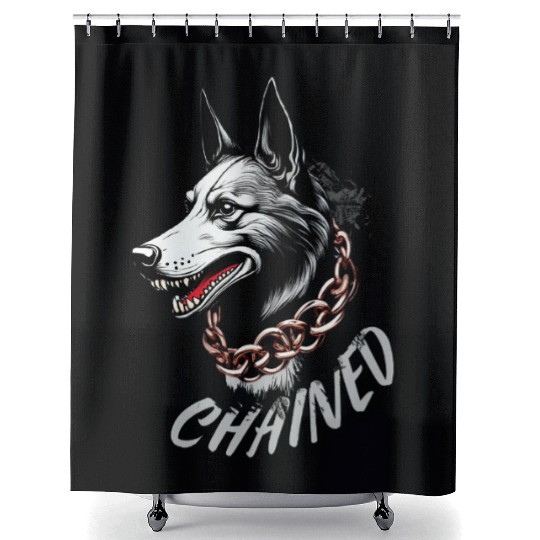 Aggressive Husky with Chain Necklace Design Shower Curtains
