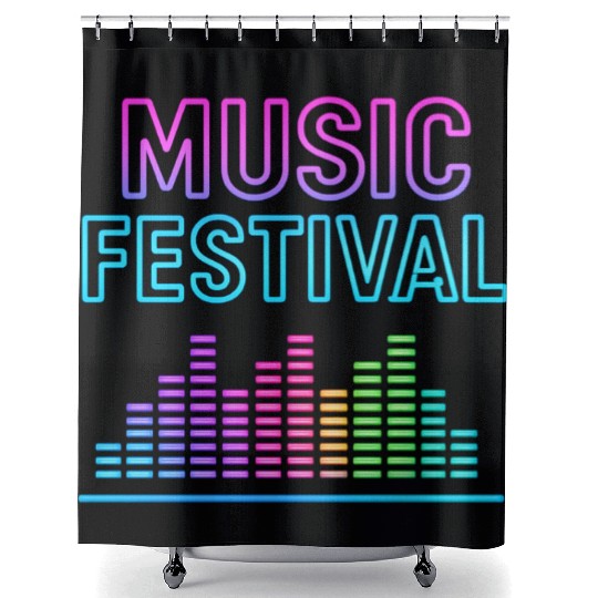 Neon Lights Music Festival Design Shower Curtains