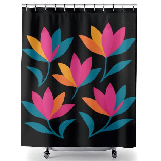 Colorful Abstract Tulips Graphic Shower Curtains