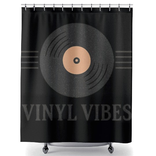 Vinyl Vibes Record Design Shower Curtains