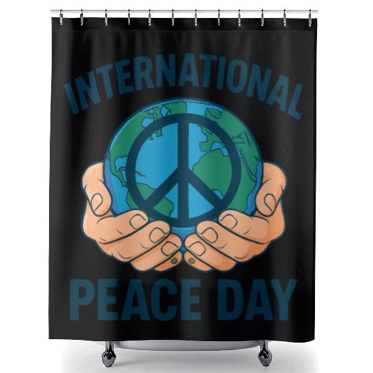 International Peace Day Hands Holding Earth Shower Curtains