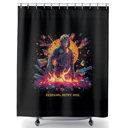 Cyberpunk Rebel Resurgence Illustration Shower Curtains