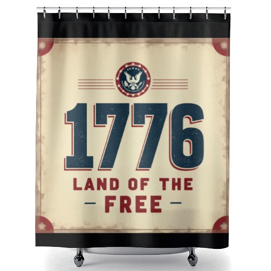 1776 Land of the Free Patriotic Emblem Shower Curtains