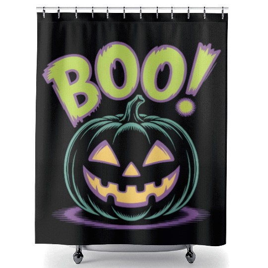 Spooky Pumpkin Halloween Design Shower Curtains
