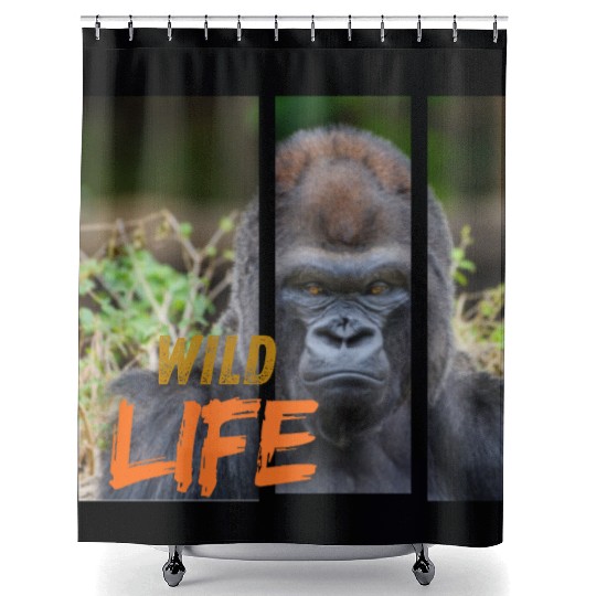 Gorilla Wildlife Portrait Shower Curtains