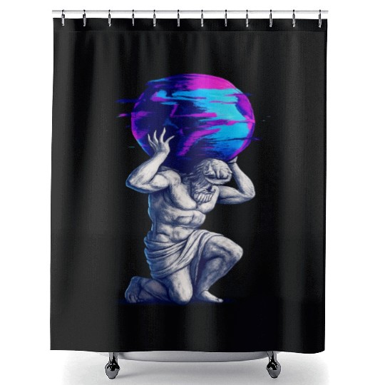 Ancient Titan Carrying Earth Artwork Shower Curtains