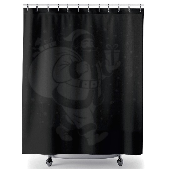Santa Claus Carrying Gifts Holiday Design Shower Curtains