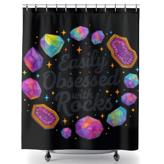 Galactic Rocks Inspirational Graphic Shower Curtains