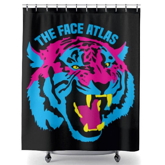 Vivid Tiger Face Atlas Design Shower Curtains