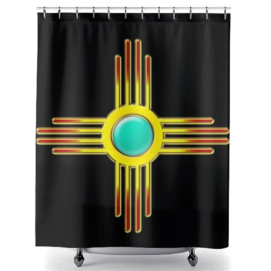 Zia Sun, Zia Pueblo, New Mexico, Sun Symbol, DD 1 Shower Curtains