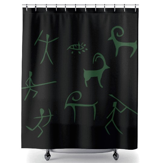 Caveman hunting cave drawings Shower Curtains