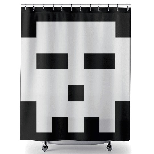 Scott Pilgrim 8-bit Skull Vector Shower Curtains