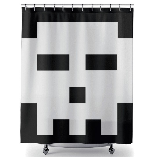 Scott Pilgrim 8-bit Skull Vector Shower Curtains