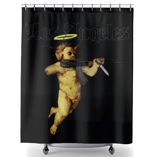 Los Angeles Angel with AK 47 Shower Curtains