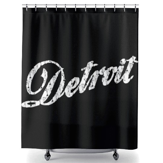 Old Vintage Detroit Retro Script Shower Curtains