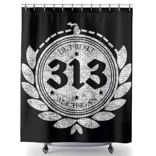 A Detroit Logo 313 Motor City Michigan Clothing Shower Curtains