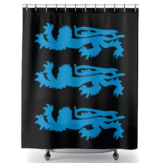 Three Blue Lions of England Shower Curtains
