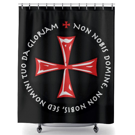 Cross Knights Templar Crusader non nobis domine Shower Curtains