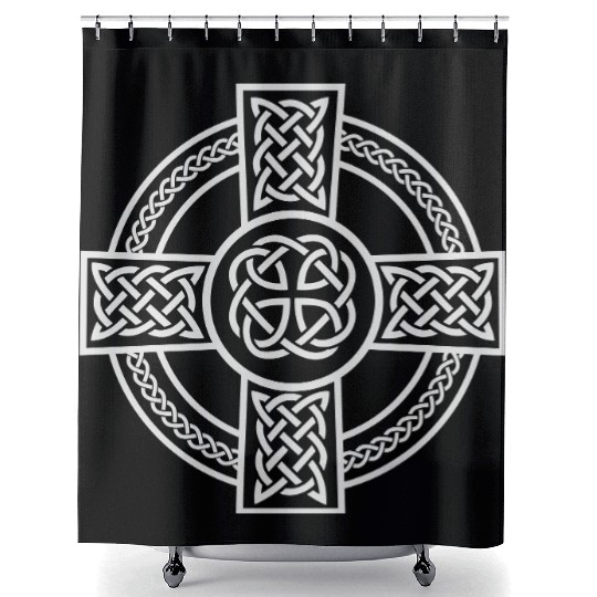 Celtic Cross Ireland Intricate Knotwork Design Shower Curtains