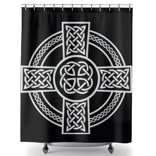 Celtic Cross Ireland Intricate Knotwork Design Shower Curtains