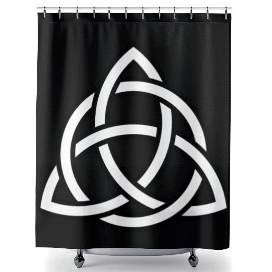 Triquetra circle interlaced irish white black Shower Curtains