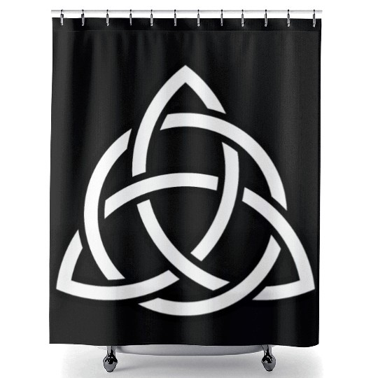 Triquetra circle interlaced irish white black Shower Curtains