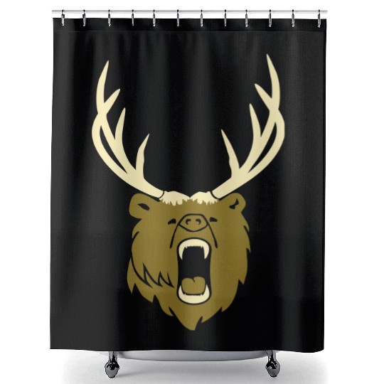 The beer - Grizzly with antlers (2c) Shower Curtains